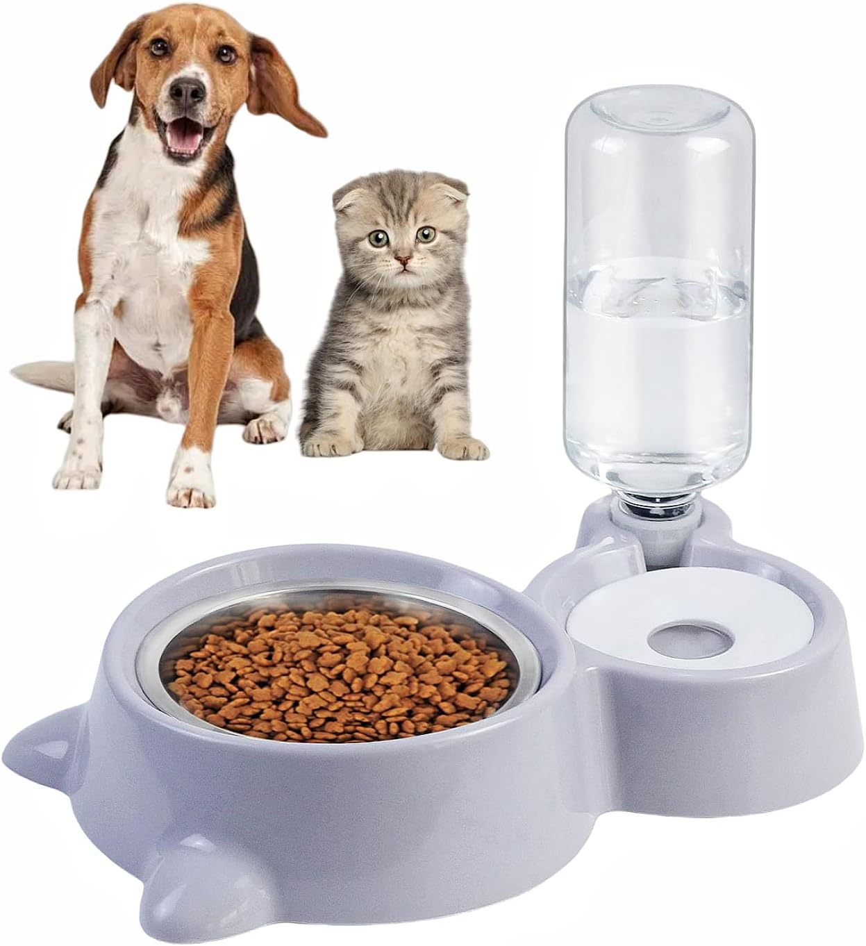 Sky-Touch Cat Dog Food Dish Bowl, Pet Food Dish Bowl And Auto Gravity Pet Water Dispenser, Cat Bowl Set For Small Medium Dogs And Cats
