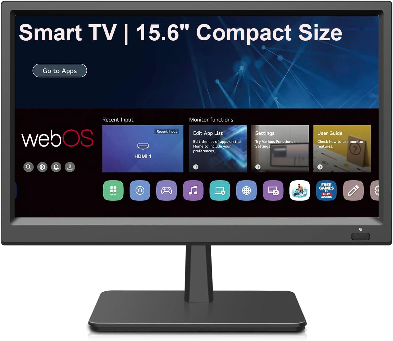 ZOSHING Smart TV HD 1080P LED de 16 pulgadas, pantalla plana Smart Television con sintonizador T2/HDMI/USB/AV para cocina, caravana, campista, casa y dormitorio o entretenimiento sobre la marcha