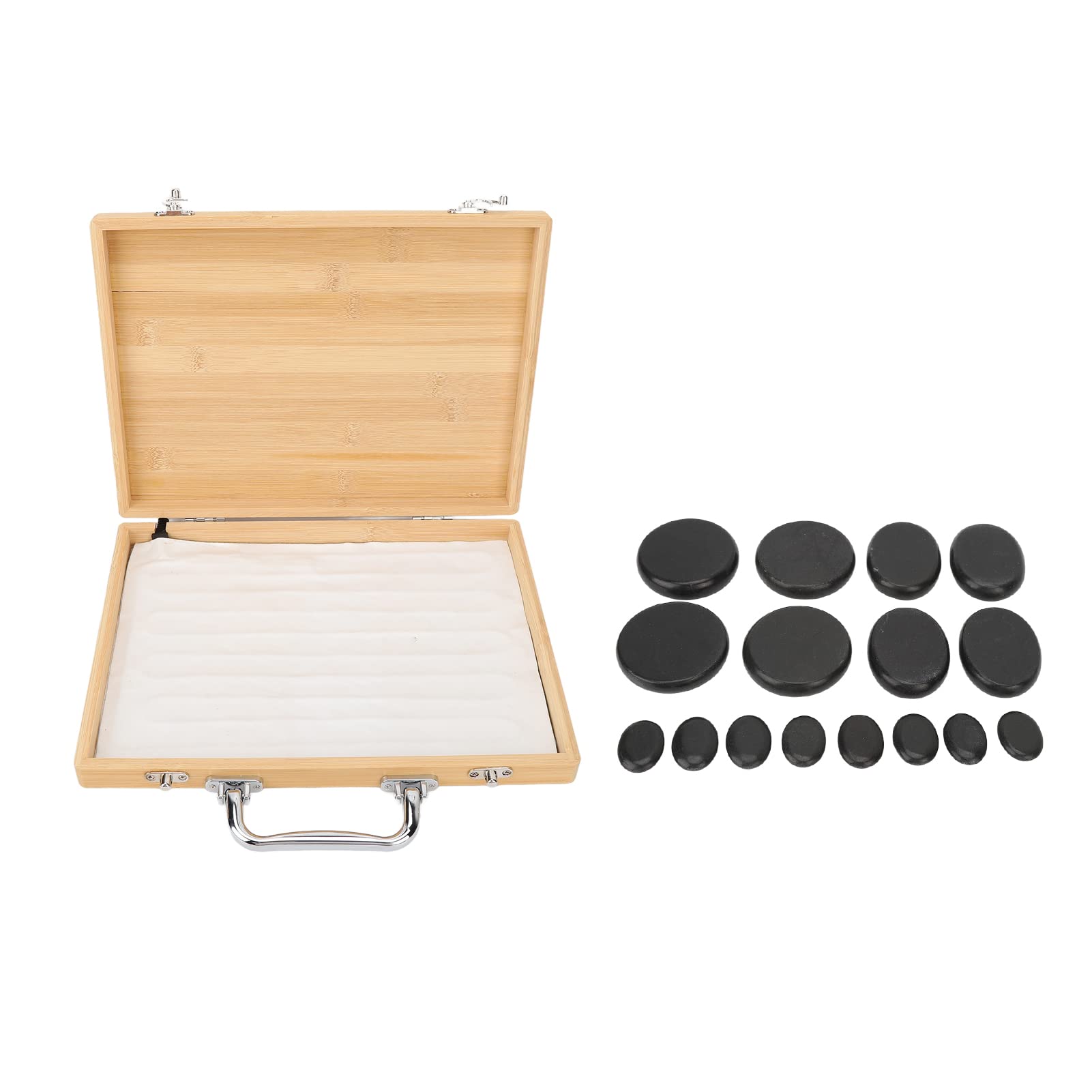 Juego de Masaje con Piedras Calientes, 16 Piezas de Piedras Calientes de Basalto con Kit de Calentador, Piedras de Masaje y Calentador para Spa, Relajación, Curación
