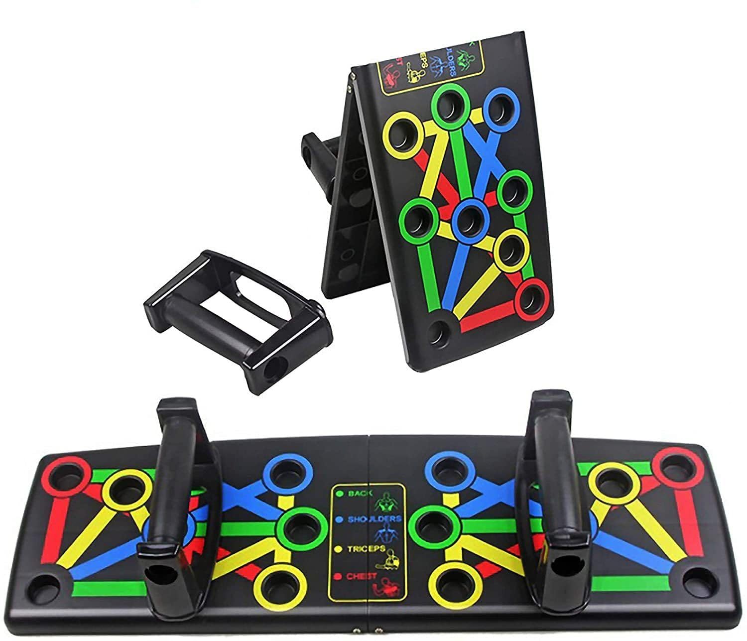 LCARNO NSPA69_14-in-one ABS Plastic Push Up Board Multifunctional Colour Coded Foldable Multi-Training Bar (Black)-image-20