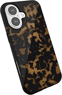 for iPhone 17 Case Tortoise Shell, Retro Amber Print Phone Case for Women Girls, Girly Cute Thin Slim Hard Turtle Shell Plastic Phone Cover, Luxury Aesthetic Trendy Animal Design