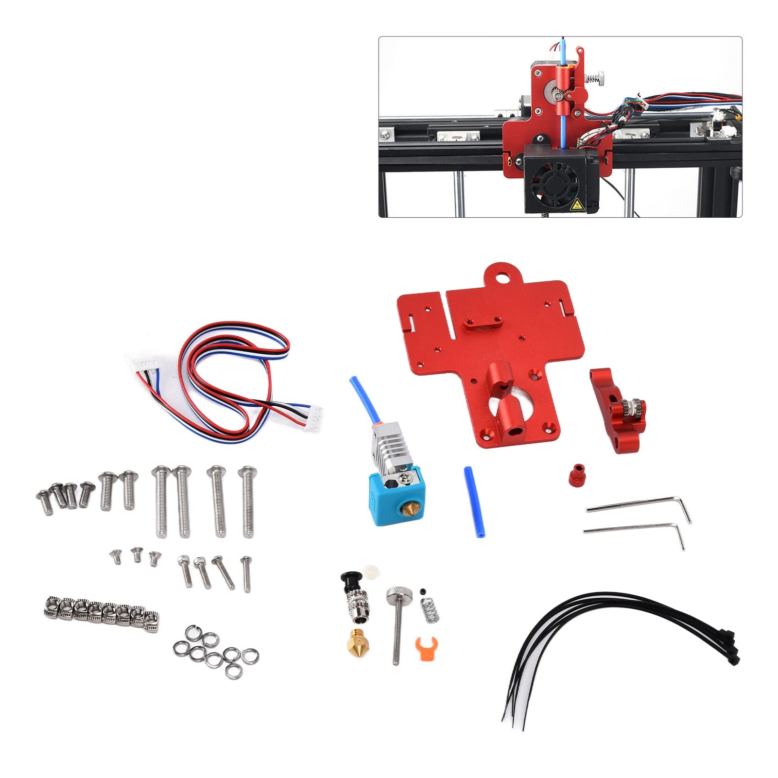 Kit d'extrudeuse d'imprimante 3D, kit de plaque de montage d'extrudeuse à double engrenage, plaque haute température en alumine et en acier à outils pour imprimante 3D Ender 5/5