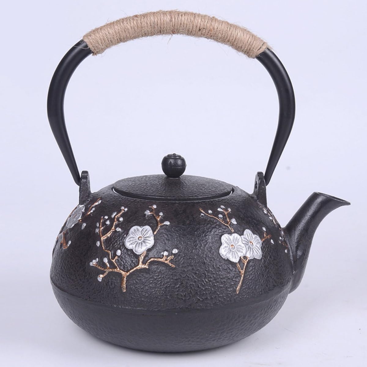 DOITOOL Tetera de Hierro Fundido Tetsubin Pequeña Infusor y Asa Antiquemaduras Tetera Retro para Hogar y Oficina Conservación de Calor para Preparar Té Uso Interior y Exterior
