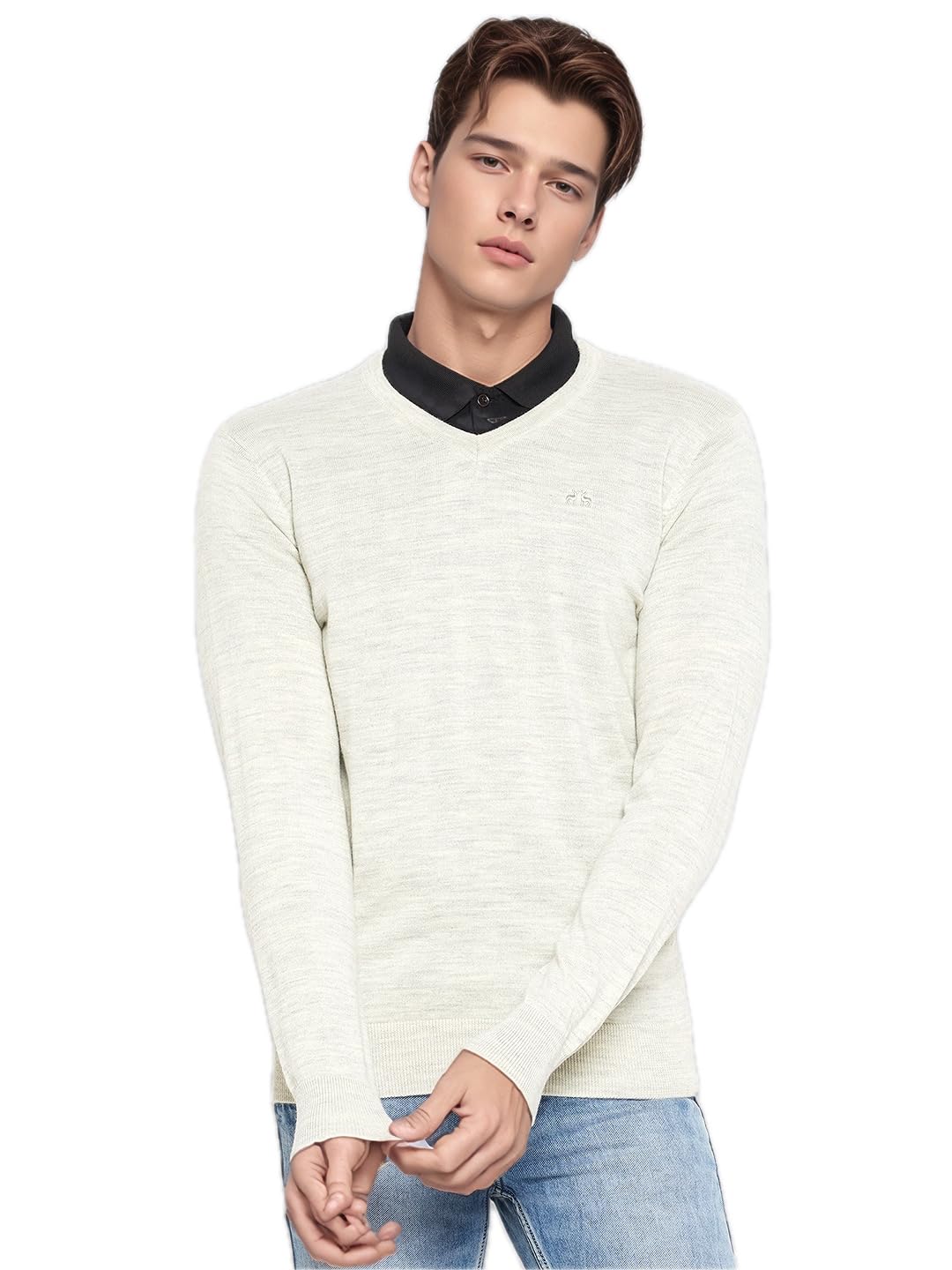 98 north 98 Degree North Men’s Merino Wool Blend V-Neck Pullover Sweater-M2501-ECRU-picture-22