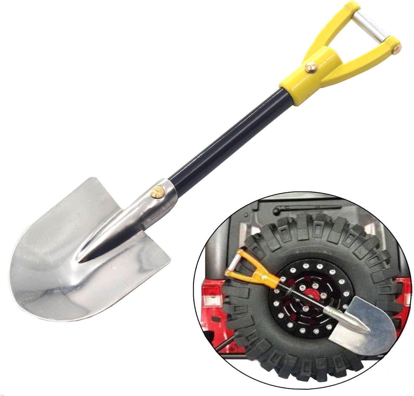 ShareGoo RC Metal Shovel Tools RC Crawler Decoration Accessories Compatible with 1/10 Axial SCX10 CC01 D90 D110 Traxxas TRX-4 RC Crawler Car Truck,Yellow