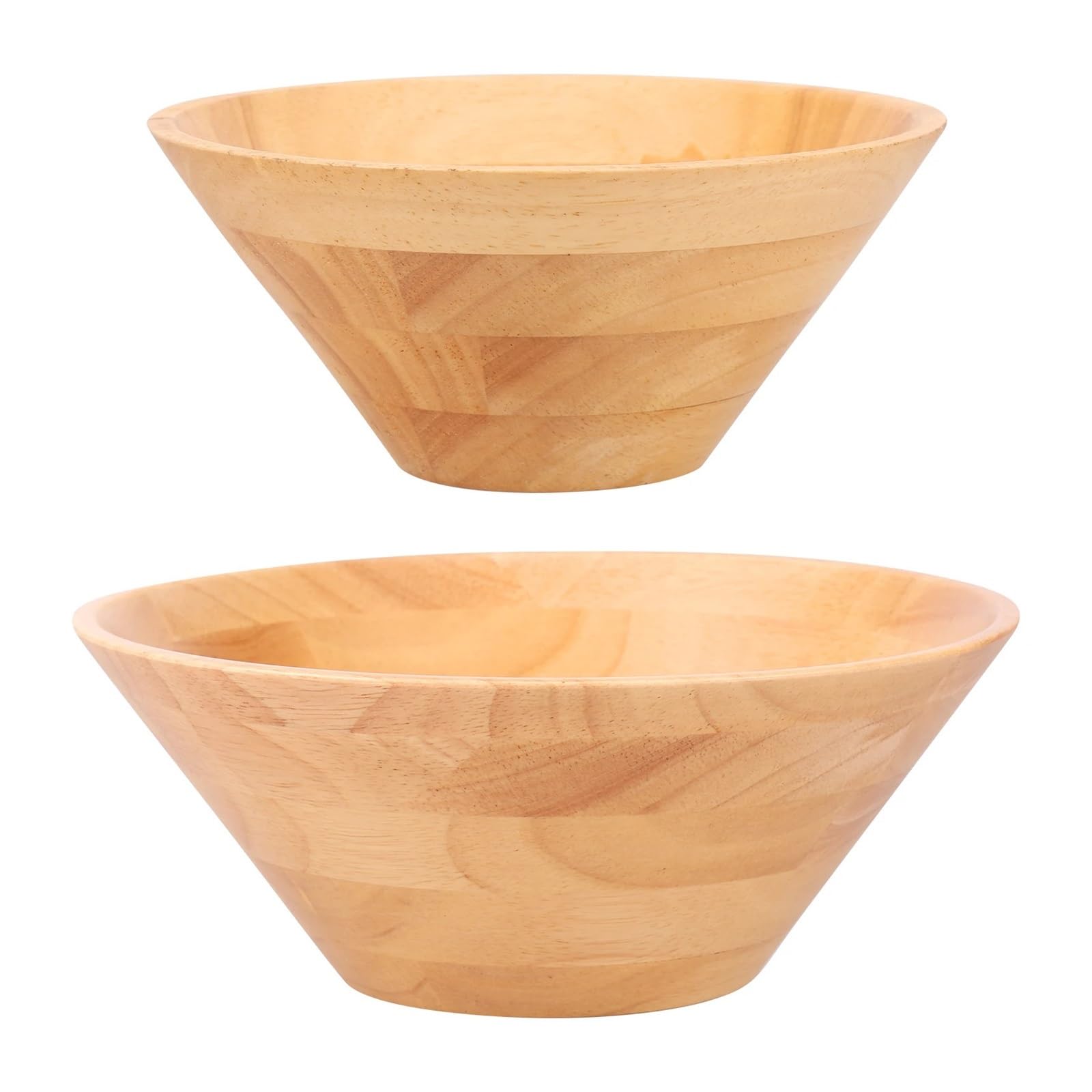 Ensaladera de Madera 2 Piezas: tazones Multiusos tamaño Mediano y Grande for Pan, Fideos, Pasta Frutas