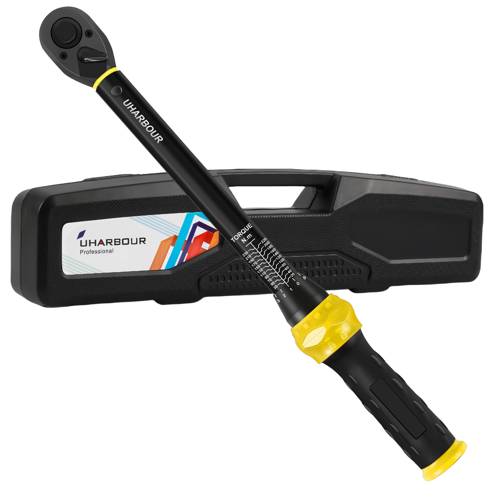 Uharbour Torque Wrench 1/2, Dual Direction Nm Adjustment With Lock, ±3% Error Accuracy, 72 Teeth Size 1