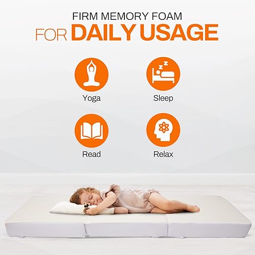 Miniatura 5 de Cheer Collection Colchón de espuma viscoelástica de tres pliegues, cama plegable de espuma con infusión de gel de 4 pulgadas de grosor para