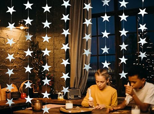 Abien Guirnalda de papel de estrella con purpurina para colgar en fiestas, pancarta de estrellas brillantes para cumpleaños, bodas, baby shower,