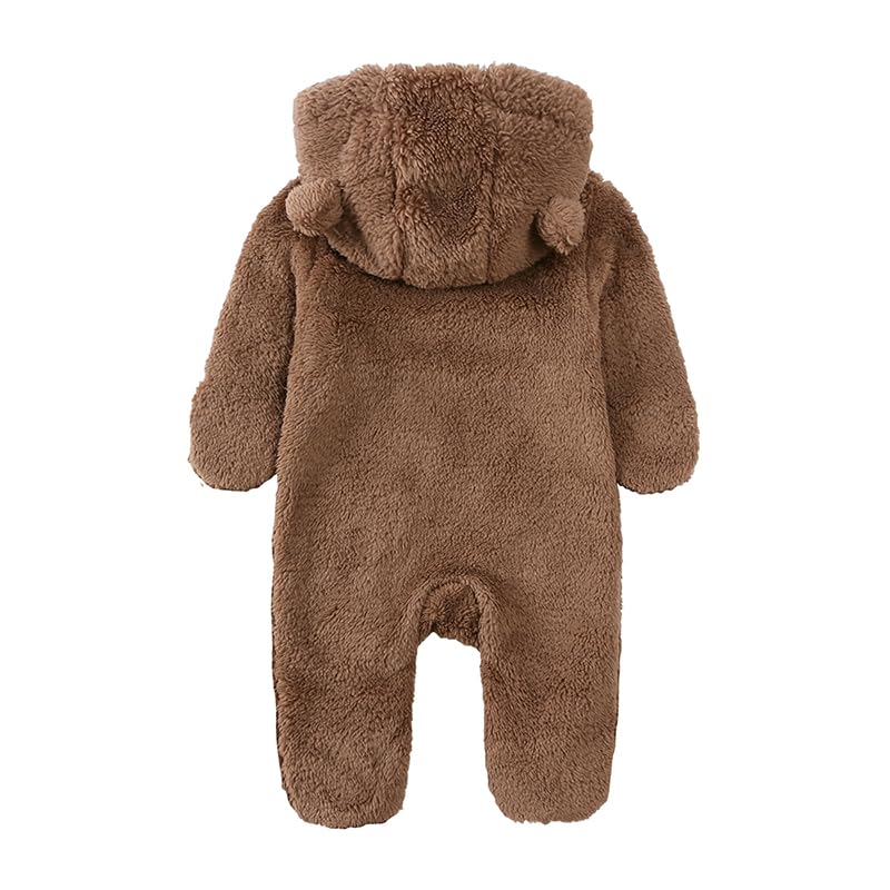 Verve Jelly Combinaison d'hiver à fermeture éclair pour bébé nouveau-né garçon fille oreilles et pieds d'ours sweat à capuche combinaison d'hiver en polaire chaude vêtements