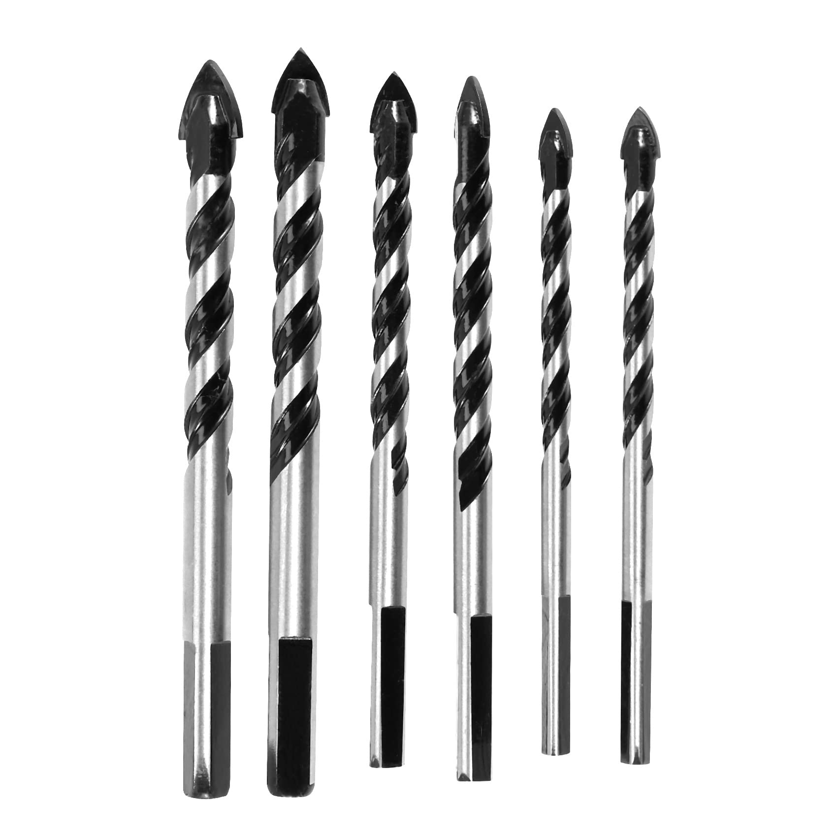 Littimoon 6PCS Ceramic Tile Drill Bits,Masonry Drill Bits Set for Glass, Brick, Concrete, Wood Tip for Wall Mirror and Ceramic Tile with Size 6, 6, 8, 8,10,12mm