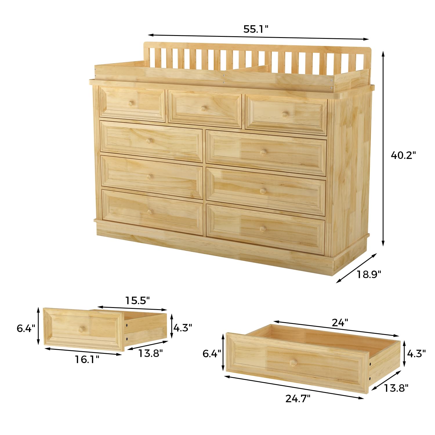 Light Wood Changing Dresser