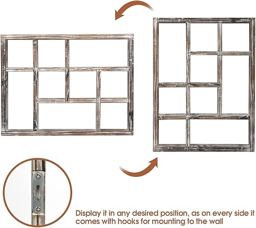 Miniatura 6 de J JACKCUBE DESIGN MK570A - Estante rústico multiranura, con 9 compartimentos, caja de sombra para montaje en pared, para colección, estuche cuadrado