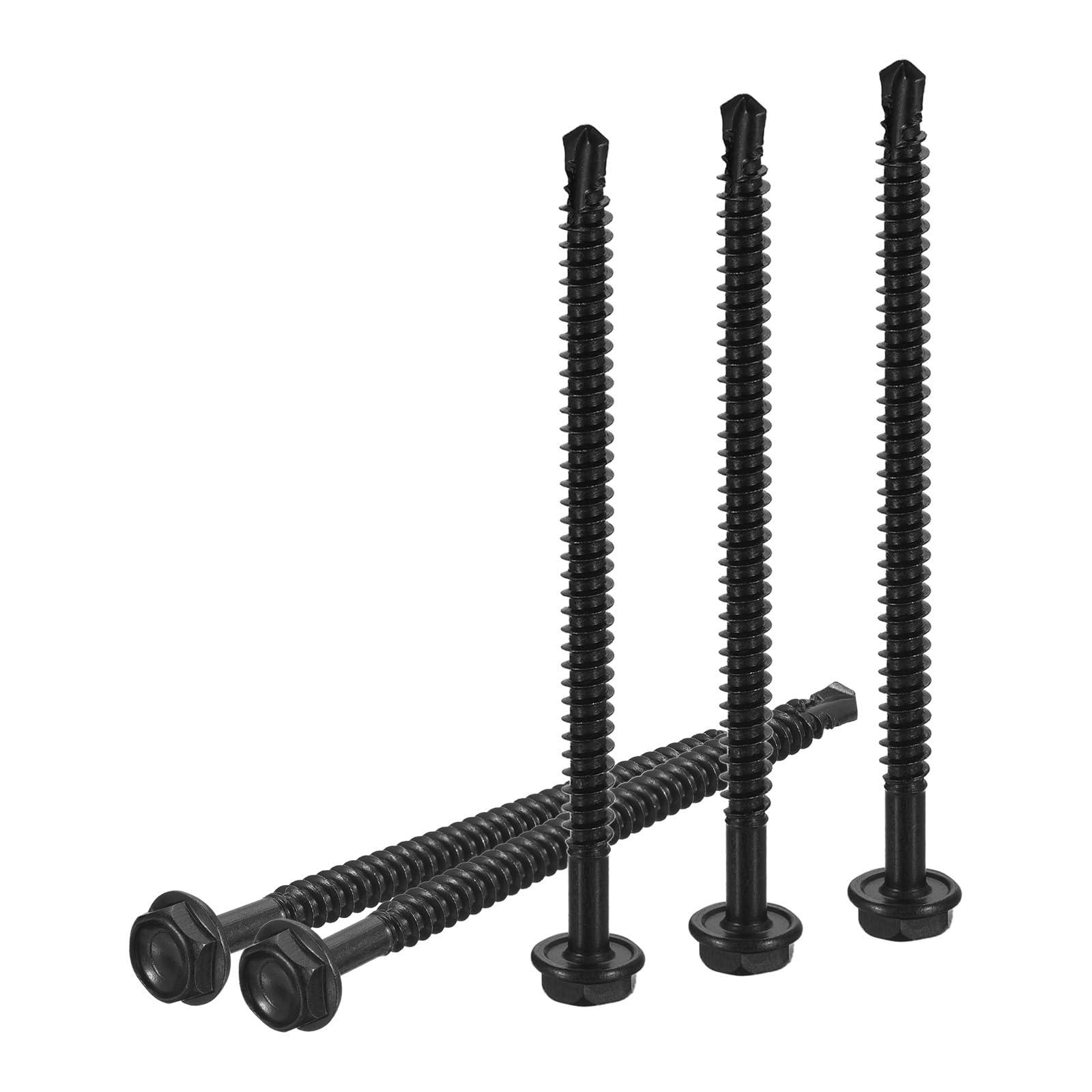 DTGN #10x3" Hex Washer Head Self Drilling Screws, 50Pack, Good for Machine, 410 Stainless Steel Black Oxide
