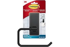 Command Bathroom Organizer: Matte Black Hanging Toilet Paper Holder with Water-Resistant Strips