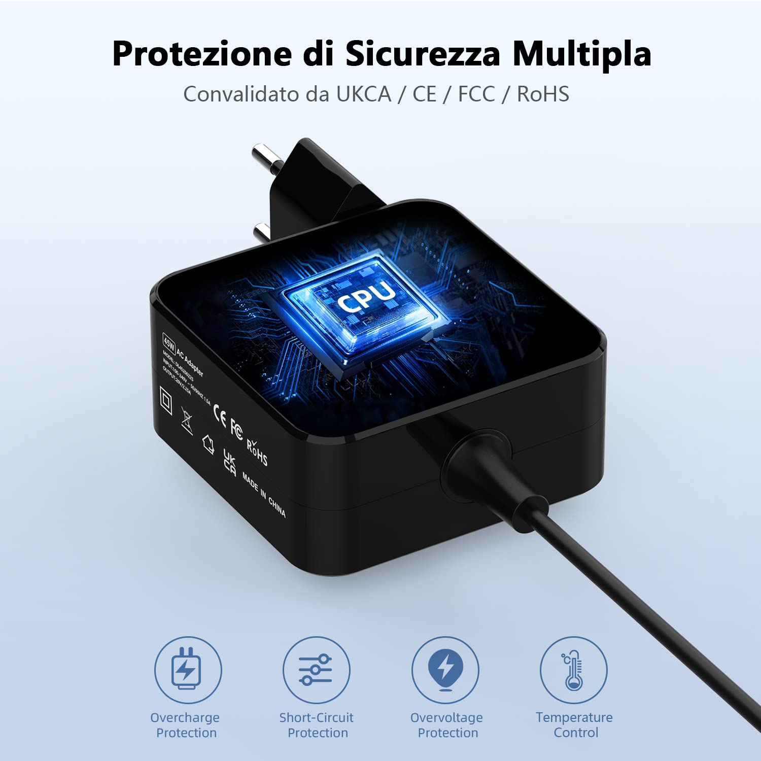 20V 2.25A 45W Caricatore PC Portatile Alimentatore per Lenovo Ideapad 3 5 310 320 320s 330 330s 520 530 710 S145 S540 S340 Yoga 510 520 Flex 4 5 6 PA-1450-55LU ADL45WCG Caricabatterie Adattatore