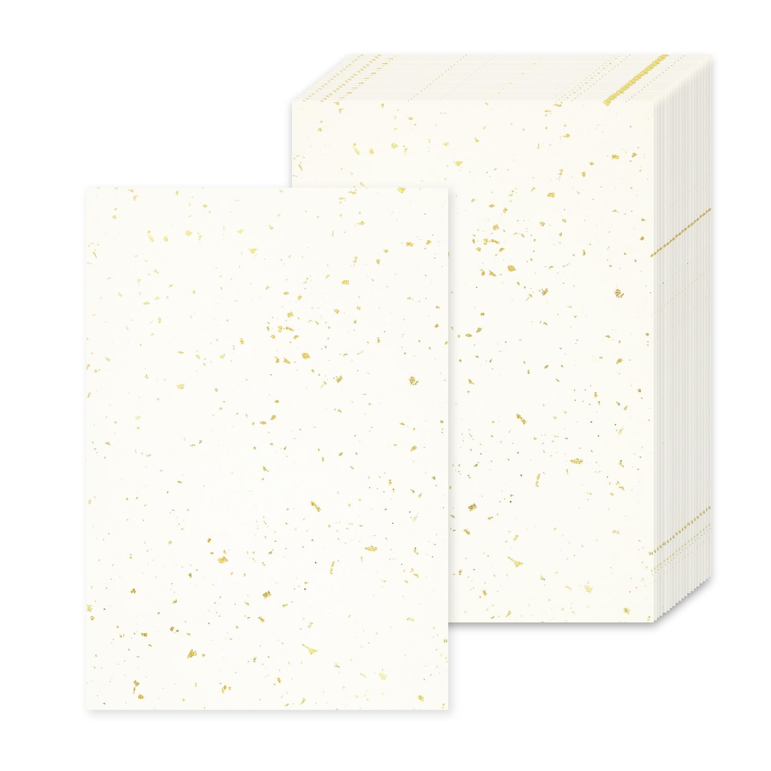 Acidea 50 Sheets Ivory Resume Paper for Printing, 120GSM A4 Ivory Blank Certificate Printing Paper, Single-Sided Gold Foil Flakes Cream cardstock for Writing, Wedding Invitation,Menus, Letters