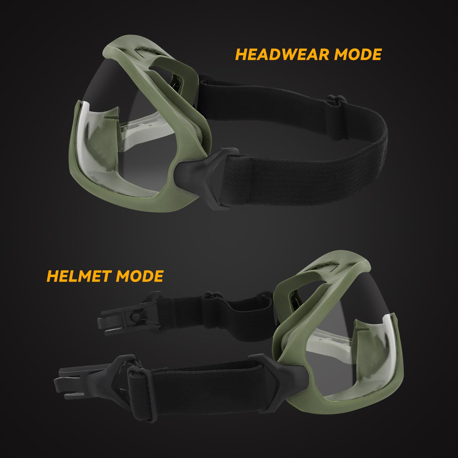 Qavctw Tactical Helmet Airsoft Military Safety Goggles with Anti-Fog Lens For Hunting Shooting Paintball Cycling Green - Image 4