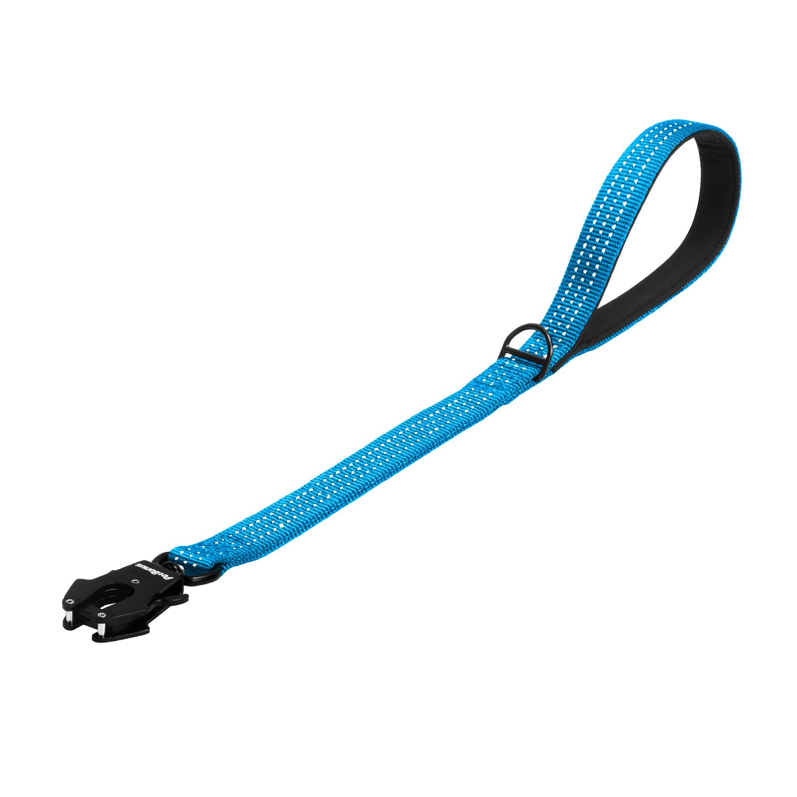 PetBonus Heavy Duty Short Dog Lead, Nylon Traffic Lead with Quick Release Clip, Comfortable Padded Handle, Reflective Training Leash for Medium Large Dogs (Light Blue, 60 cm)
