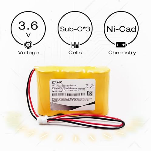 Miniatura 2 de Paquete de 2 baterías NICD de 3.6 V 1800 mAh de repuesto para iluminación de emergencia NABC B15SC03