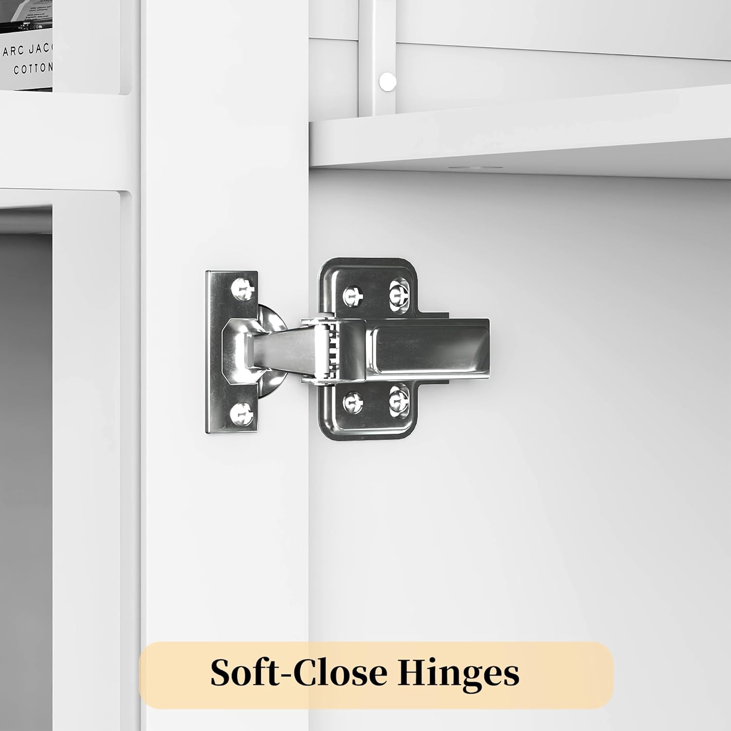 HLR Arched Bookcase,71’’Tall Arched Cabinet with Glass Door Drawers and Shelves, Kichen China Pantry for Living Room,Dining Room (White)