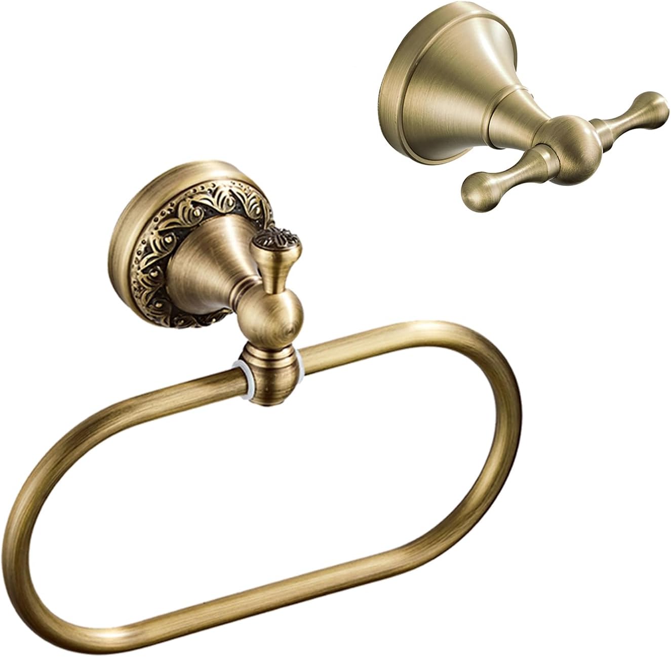 Flybath Oval Towel Ring with Towel Hook Set Wall Mounted Bathroom Accessories Antique Brass Brushed Bronze