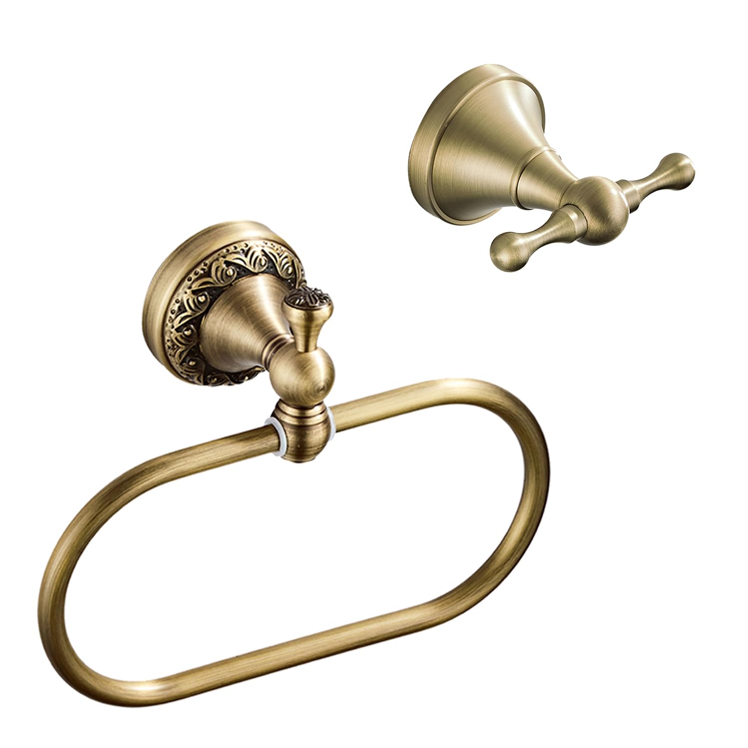 Flybath Oval Towel Ring with Towel Hook Set Wall Mounted Bathroom Accessories Antique Brass Brushed Bronze