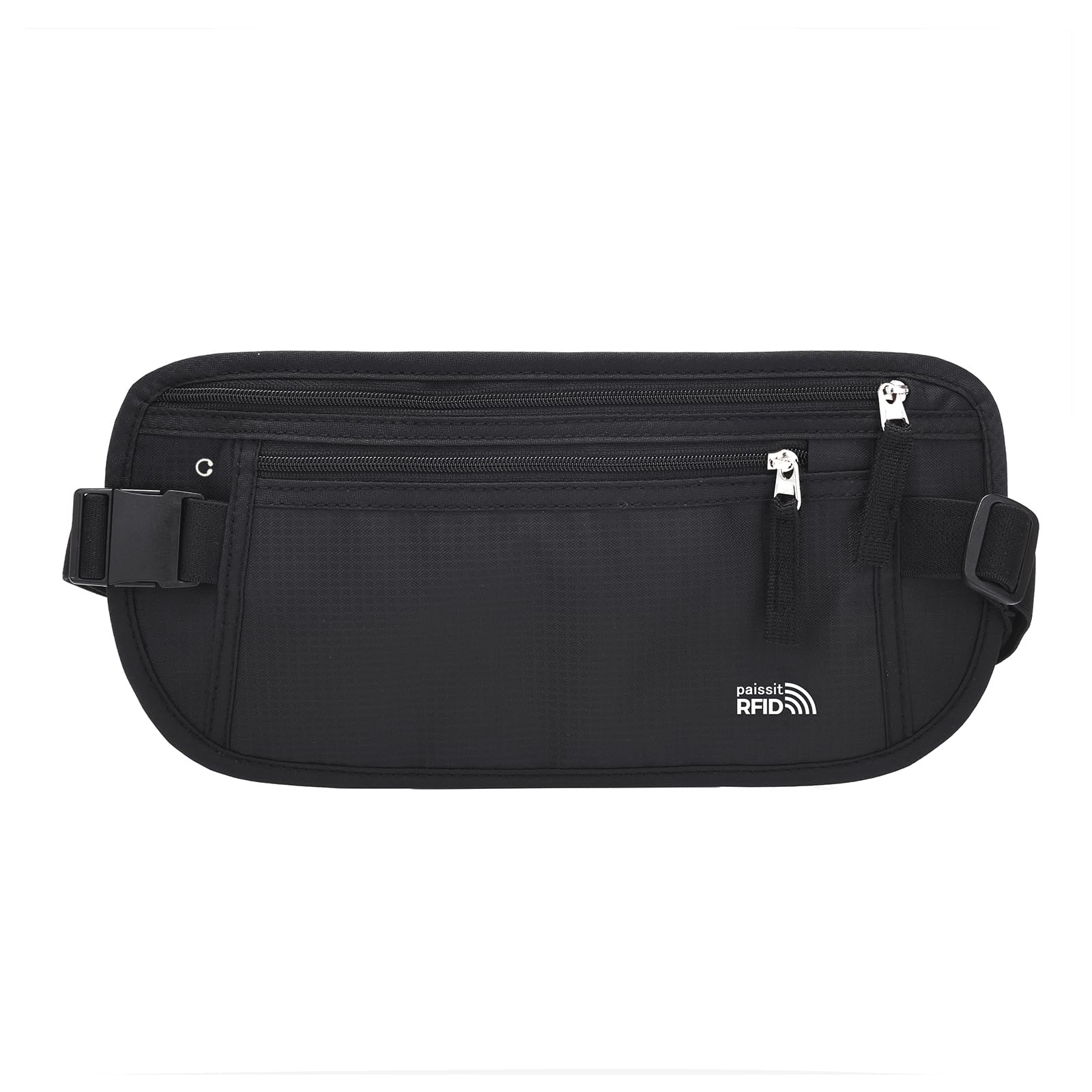 Unisex-Geldgürtel für Damen und Herren, schlanke Reisepasshülle, RFID-blockierend, Reisetasche mit verstellbarem Gurt, kleine Hüfttasche für Workout, Laufen, Reisen, Wandern, Schwarz
