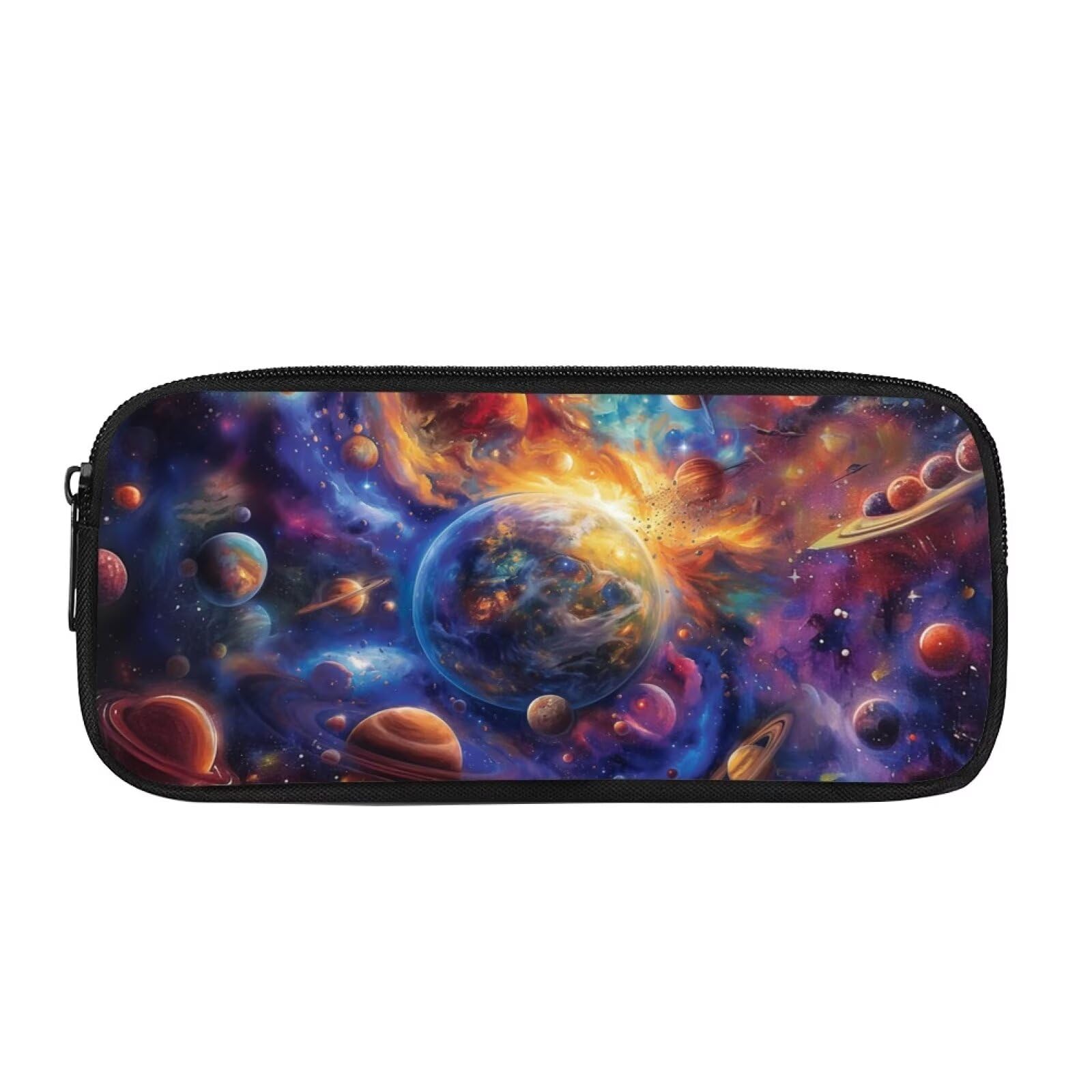 HUGS IDEA Vibrant Cosmic Galaxy Pencil Case Large Capacity Pencil Pouch Durable Zipper Stationery Organizer Portable Pen Bag for Teen Boys Girls School Office Travel Supplies
