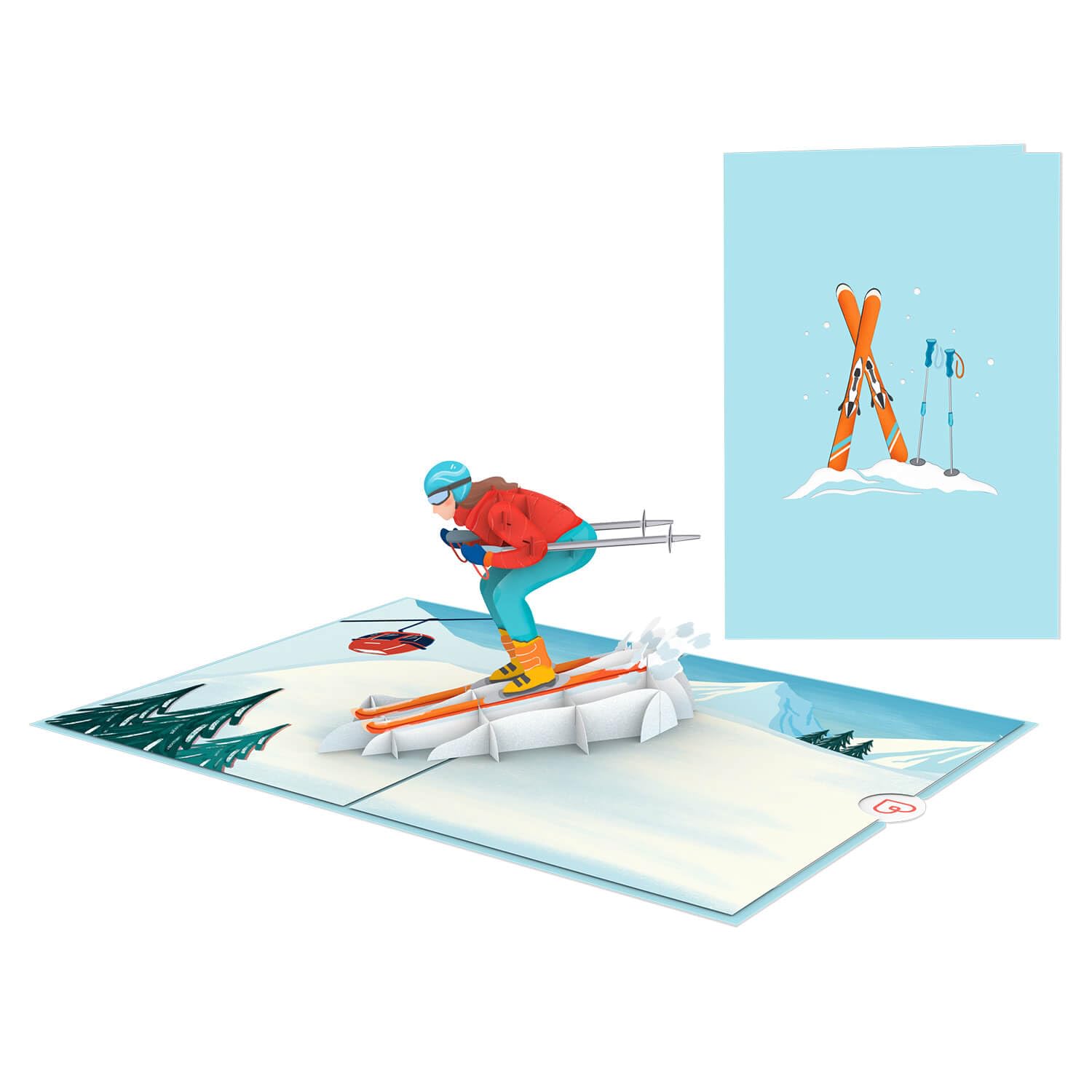 papercrush® Biglietto pop-up natalizio pinguino sugli sci