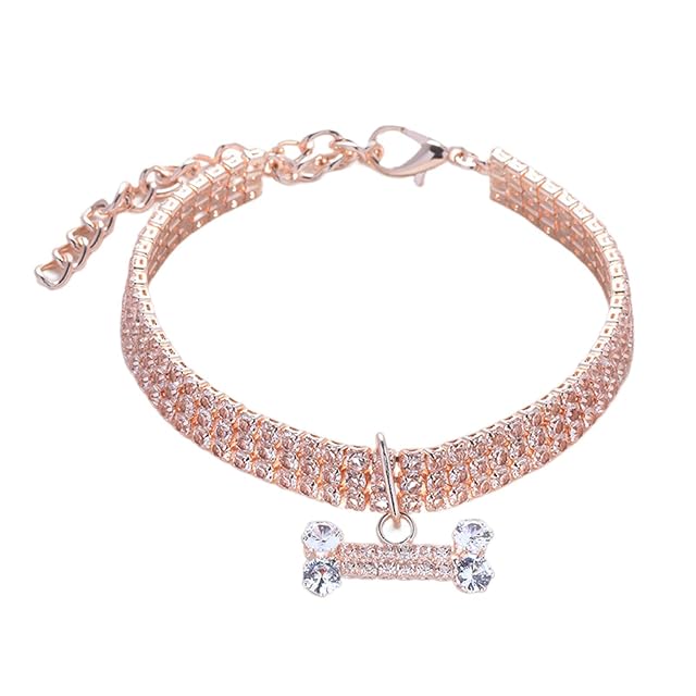 Foto 8 de 8 de Collar de perro con brillantes - Colgante de joyería de hueso de diamantes de imitación, collar para mascotas…