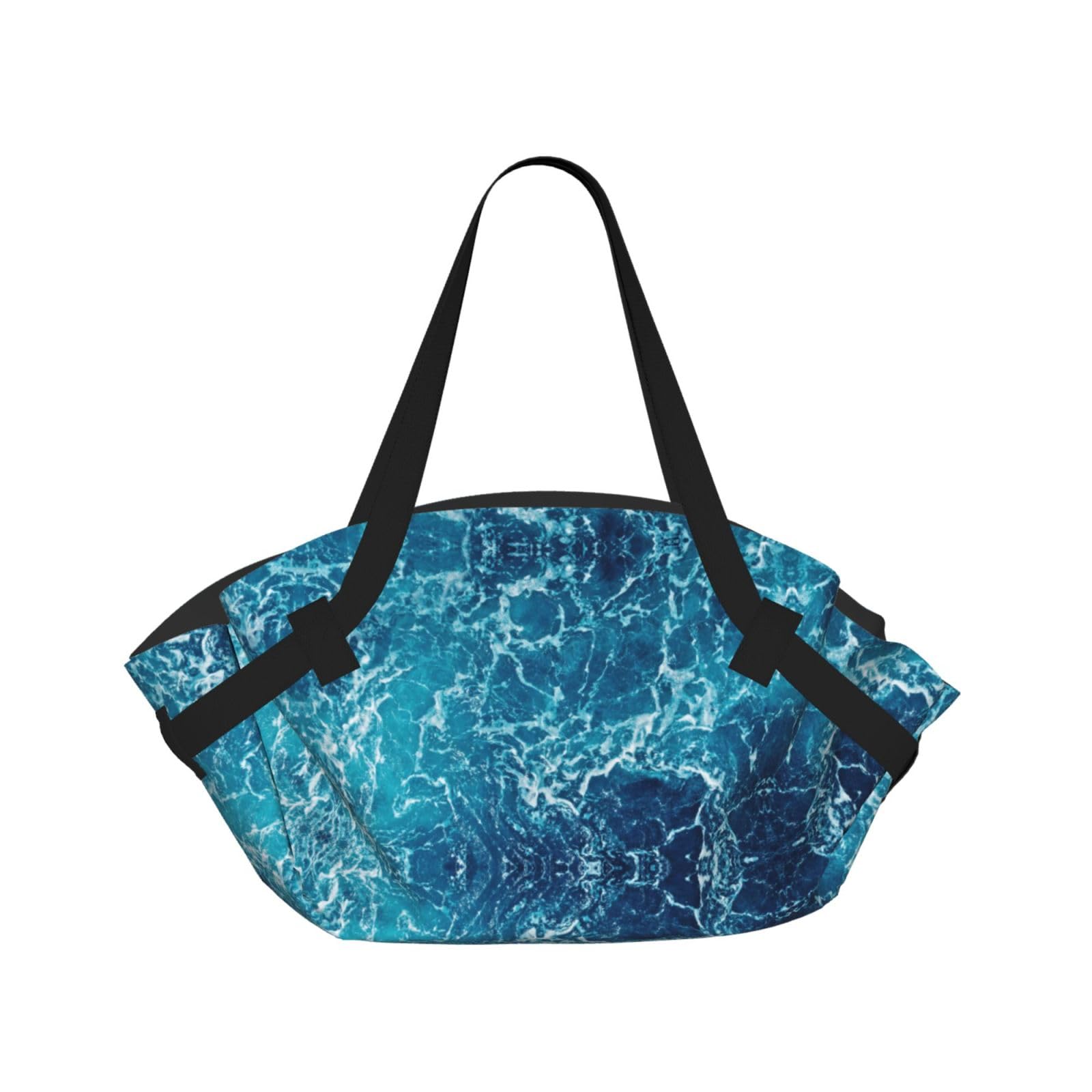 WYCZHY Tropical Ocean Beach Theme Printed Foldable Round Picnic Blanket Converts to Carry Bag, 37in Mat for Camping Date Night