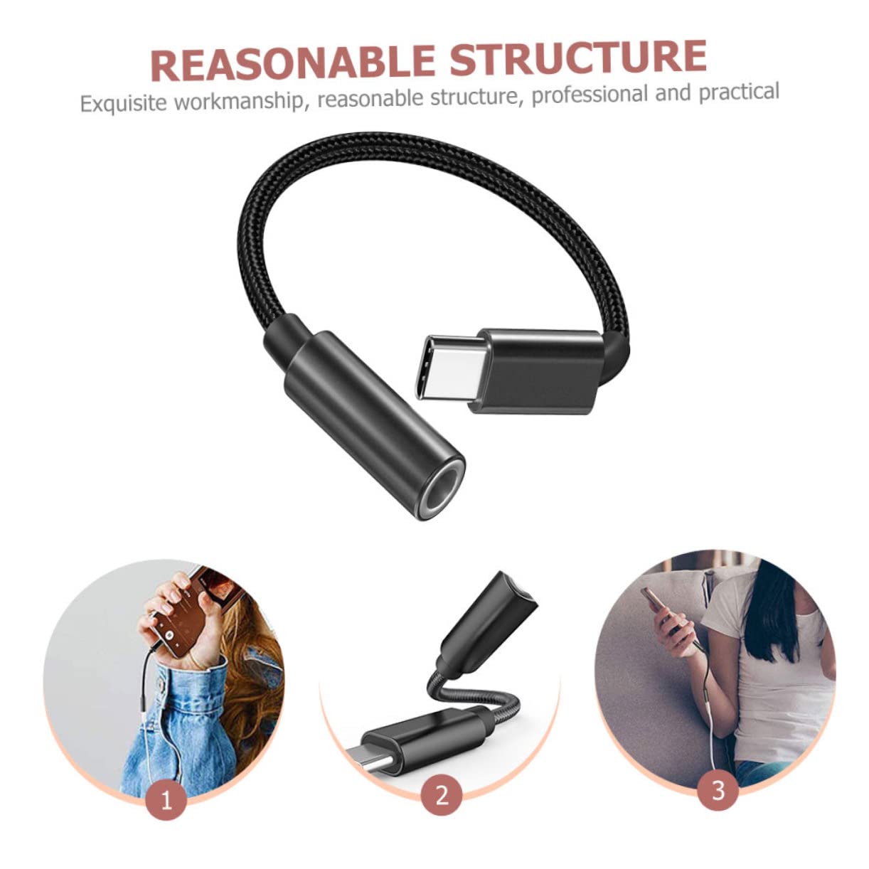 DOITOOL 5 Stück Audio Adapterkabel Typ C Kopfhörer Adapter Typ C Auf 35 Mm Headset Adapter Typ C Adapter Langlebiger Kopfhörer Adapter Typ C Kopfhörer Konverter Datenkabel Kopfhörer
