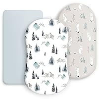 Vista 1 de GRSSDER Juego de sábanas ajustables ultra suaves para moisés, 3 unidades, ajuste universal para moisés, cuna, cesta de moisés, colchón ovalado