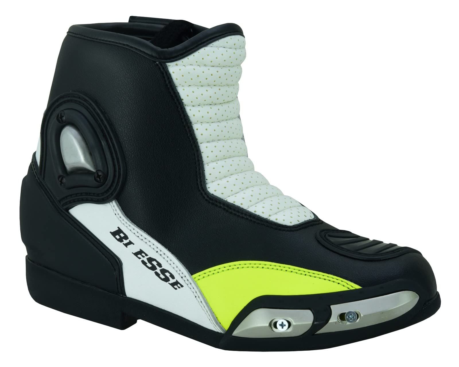 BI ESSE Scarpe da Moto Stivaletti in Pelle Traforato con Slider
