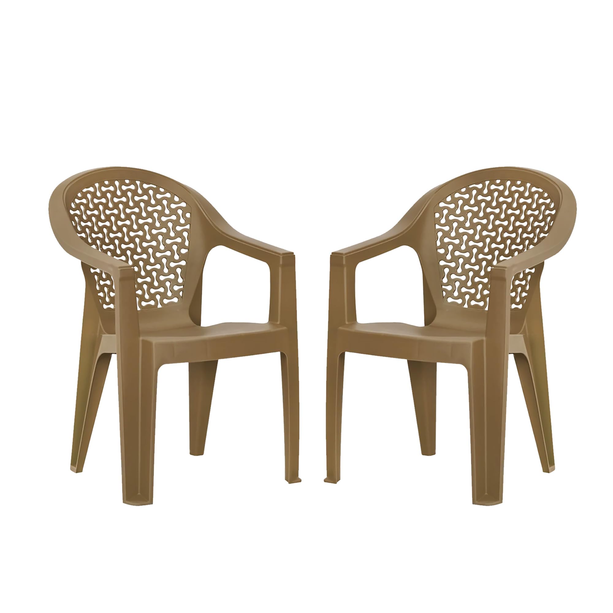Nilkamal Mid Back Chair with Arm Comfy | Chair for Living Room, Bed Room, Kitchen, Office Room, Outdoor| 100% Polypropylene Stackable Chair | (Rattan Dark Beige, Set of 2)-image-17