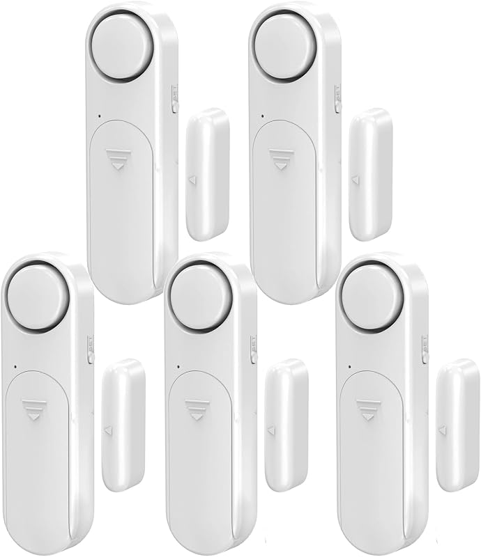 Window & Door Alarm When Opened 5-Pack for Kids Safety/Home Security, White | Sliding Front Door Opening Sensor Alarms for Dementia, 120dB Burglar Alert, Ideal for Business Entry,Garage,Apartment,House