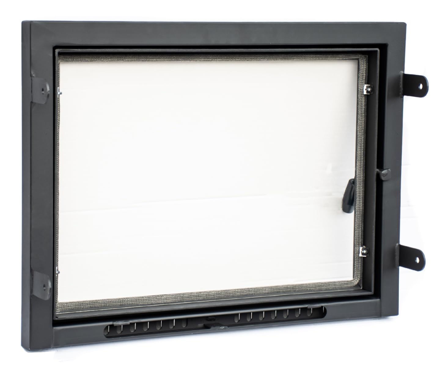 Kamintur 75x52 cm Pizzaofentür | Ofentür mit Hitzebeständiges Glass | Stahltür Ohne Flansch | Scharniere Rechts | Backofentür 750 x 520 mm