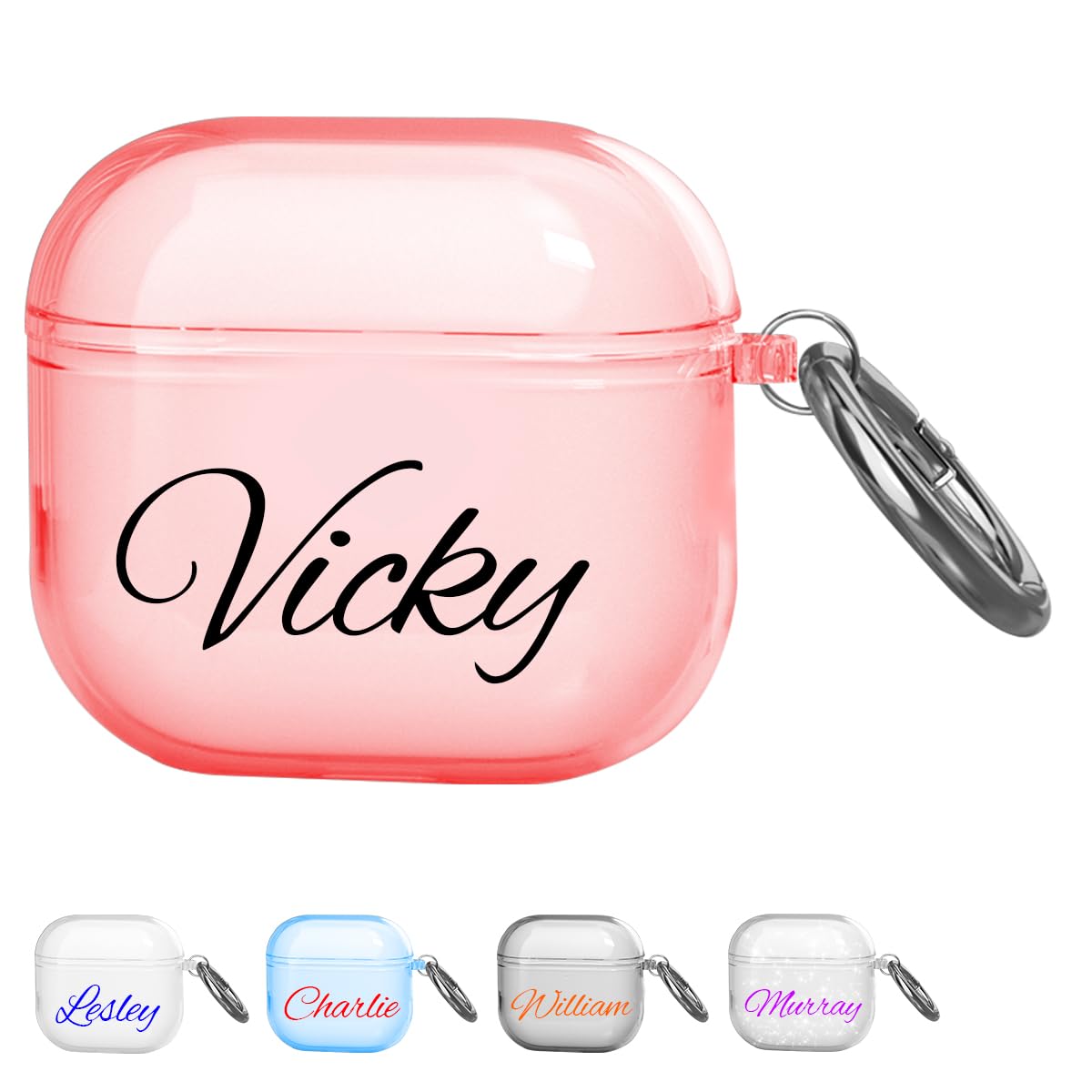 Custom Name AirPods Case for Apple AirPods 4 with Keychain and Running Strap, Personalized Gift Shock Absorption Soft Crystal Clear TPU Cover
