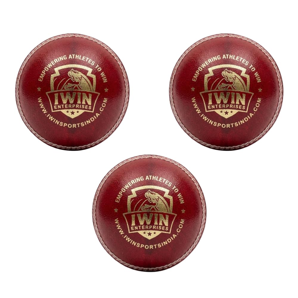 Cricket Leather Ball Hand-Stitched | Genuine Leather | Premium Finish | High Abrasion Resistance | ICC Standard Weight 156g Match & Training | Red Pack of 3-image-23