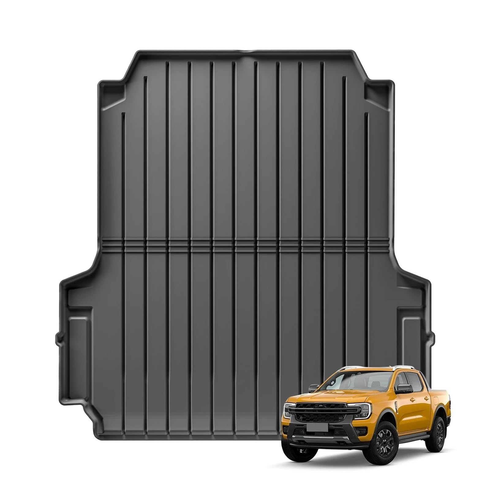Kofferraumwanne Für Ford Für Ranger 2024 2025 5 Fuß 1,52 M Ladefläche Kofferraummatte Schwarzer TPE-Schutz