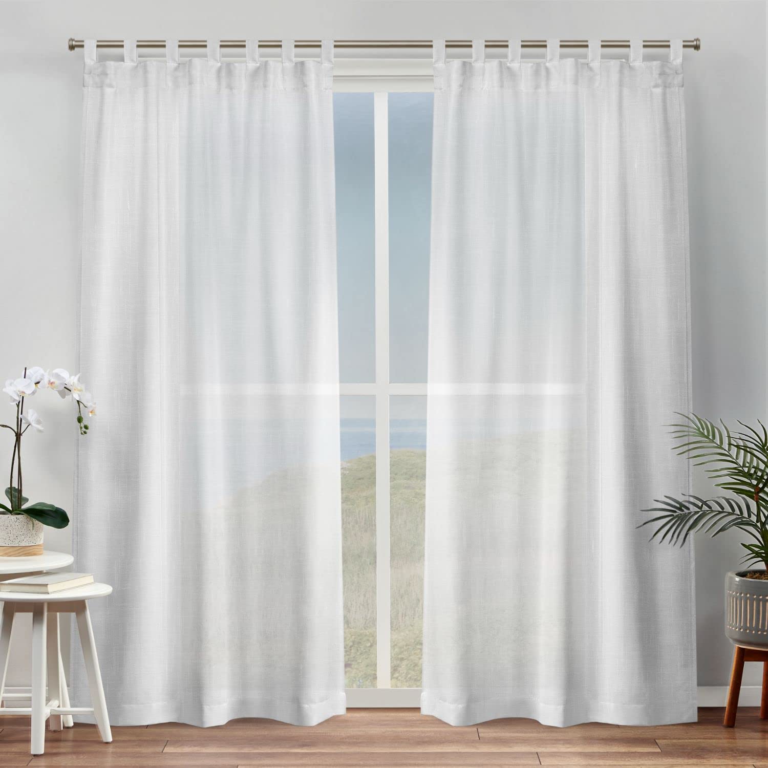 Amazon.com: Exclusive Home Bella Sheer Tab Top Curtain Panel Pair 