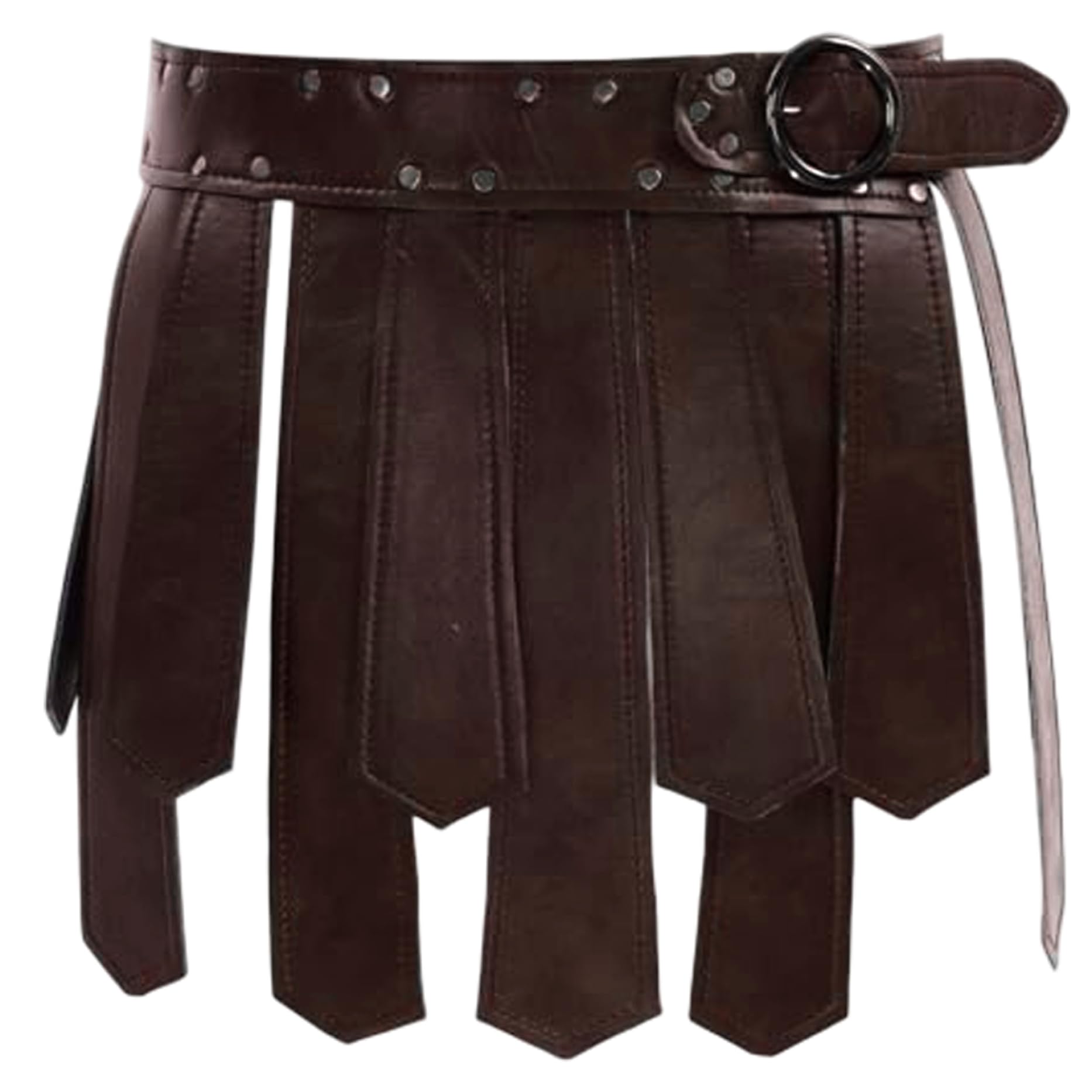 Jupe Viking médiévale en cuir PU au design rétro romain et finitions rivetées