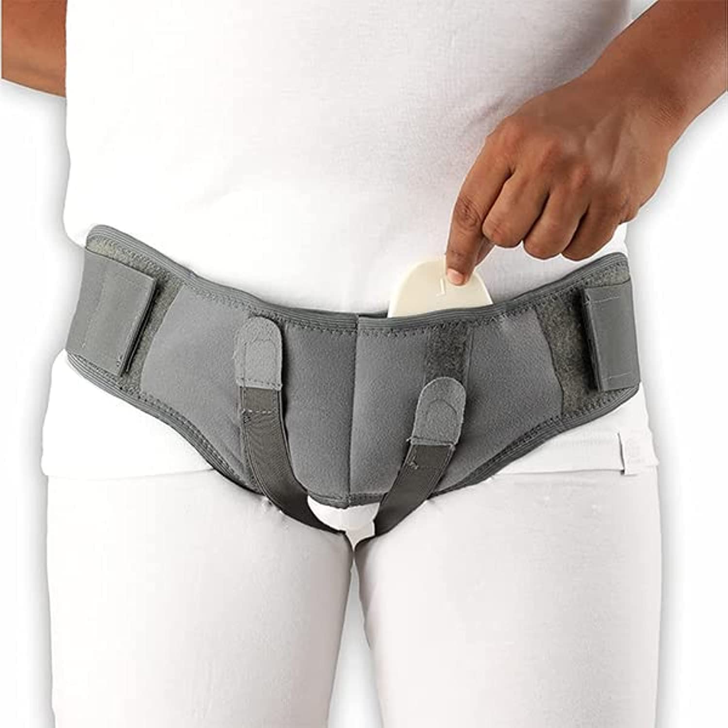 AdoreHernia Belt for Men Post Surgery Single Inguinal Hernia Pain Relief Truss Support Brace with Removable Pressure Pad | Size Small, Hernia belt For Men, Post-Operative Belt | Grey Color