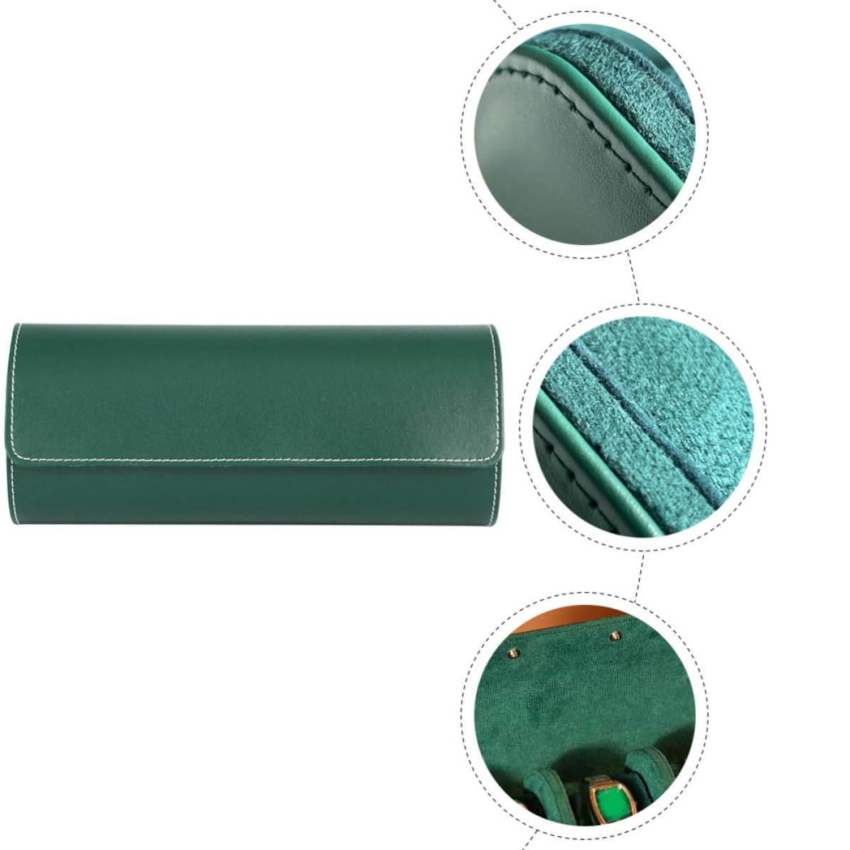 Mikikit Custodia e Sicura in Pelle Pu Verde Porta Orologi da Viaggio Organizer Classico Uomini per Piccoli e Orologi