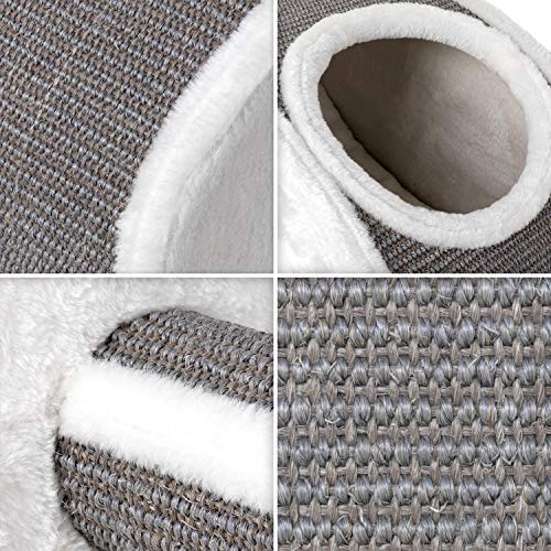 VOSS.PET Kletterlandschaft „cat Fun“ Kletterwand für Katzen Hängematte Kletterstufe Katzenhöhle Sisal Grau Weiß