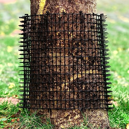 Sanwuta 2 Pcs 26.3 ft Cat Spike Mat Outdoor Cat Deterrent Mat with Spikes Prickle Strips Indoor Dog Digging Deterrent Anti Network Spikes with 10 Staples for Garden Fence(Black)