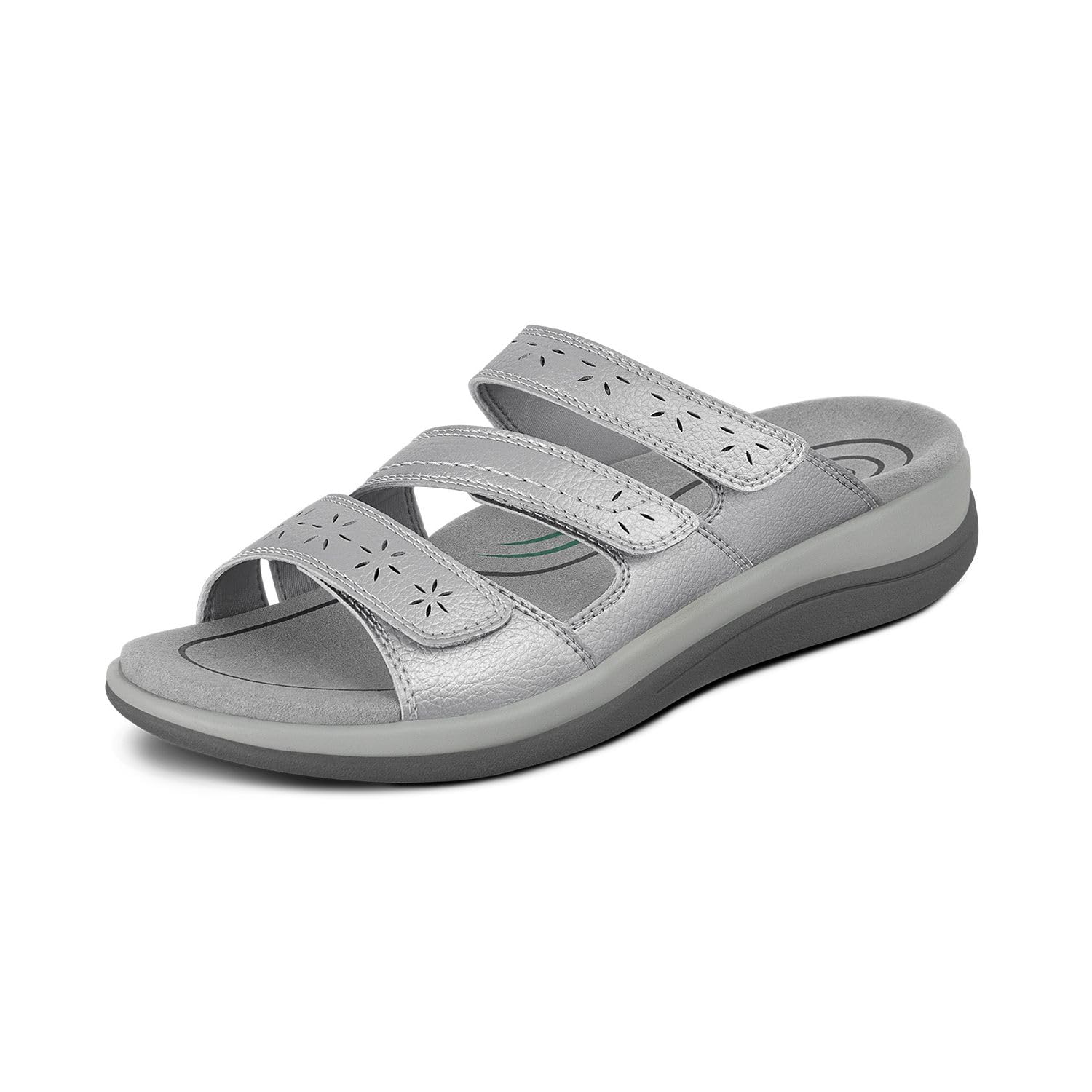 Orthofeet Women's Orthopedic Sahara Adjustable Three-Strap Slide Sandal