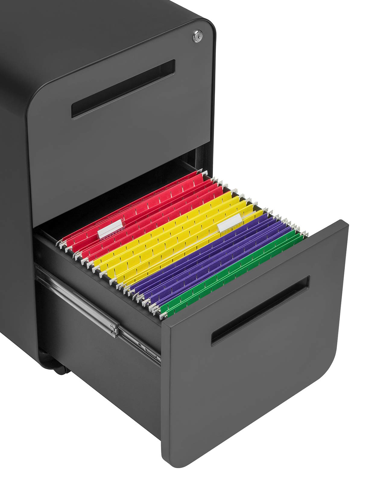 Laura Davidson Furniture Stockpile 2-Drawer Modern Mobile File Cabinet Commercial-Grade Black Grey — view 6