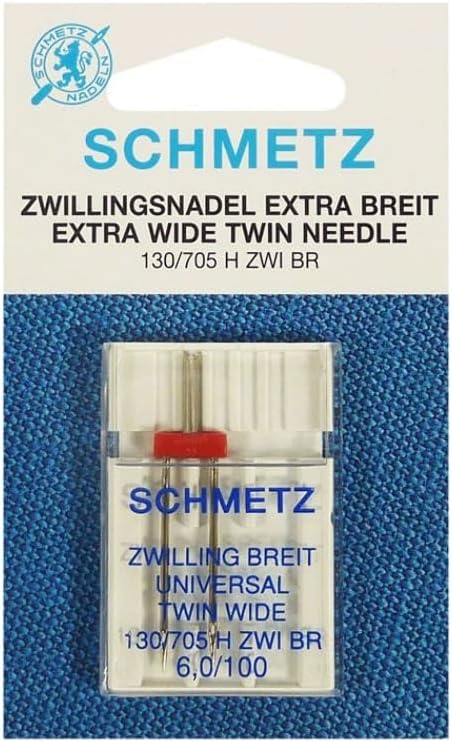 1 sewing machine needle, twin universal extra wide, 130/705 H ZWI BR 6.0, needle thickness 6.0/100, can be used on any standard household sewing machine